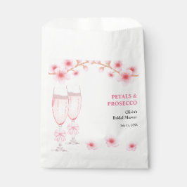 Pink Bow Floral Petals and Prosecco Bridal Shower Geschenktütchen