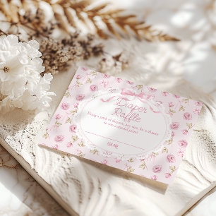 Pink Bow Floral Rose Vintag Babydusche Windeln Begleitkarte