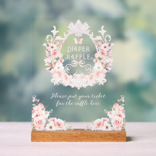 Pink Bow Floral Wappen Baby Girl Dusche Windel Acrylschild