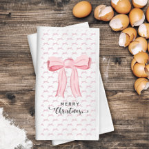 Pink Bow Frohe Weihnachtsgeschenk Handtuch