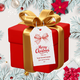 Pink Bow fröhliches Weihnachtsgeschenk Geschenkanhänger