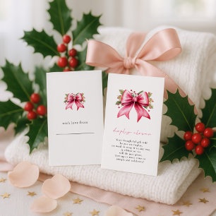 Pink Bow Geschenkmarke auf der Rückseite Babyanzei Begleitkarte