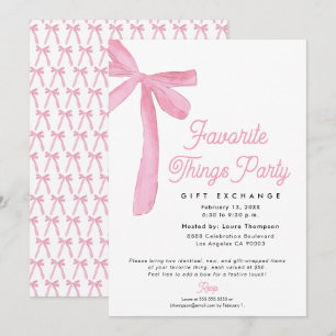 Pink Bow Geschenktauschparty für die Lieblingssach Einladung