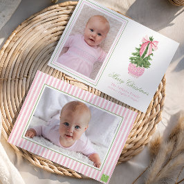 Pink Bow Ginger Jar Christmas Tree Foto Feiertagskarte