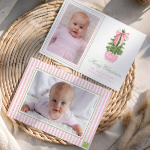 Pink Bow Ginger Jar Christmas Tree Foto Feiertagskarte