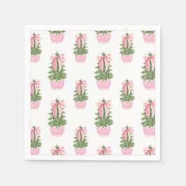Pink Bow Ginger Jar Christmas Tree Serviette