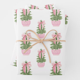 Pink Bow Ginger Jar Weihnachtsbaum Geschenkpapier Set