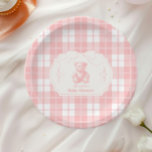 Pink Bow Gingham French Teddy Bear Baby Dusche Pappteller<br><div class="desc">Die Pink Bow Gingham French Teddy Bear Baby Shower Paper Teller sind eine bezaubernde und elegante Ergänzung zu Ihrem Baby-Duschgeschirr, perfekt kombiniert Praktik mit Stil. Mit einem zauberhaften, französisch inspiriert Teddybär, der mit einem rosa Bogen und Set gegen ein klassisches Gingham-Muster verziert ist, schaffen diese Teller einen angenehmen und kohärenten...</div>