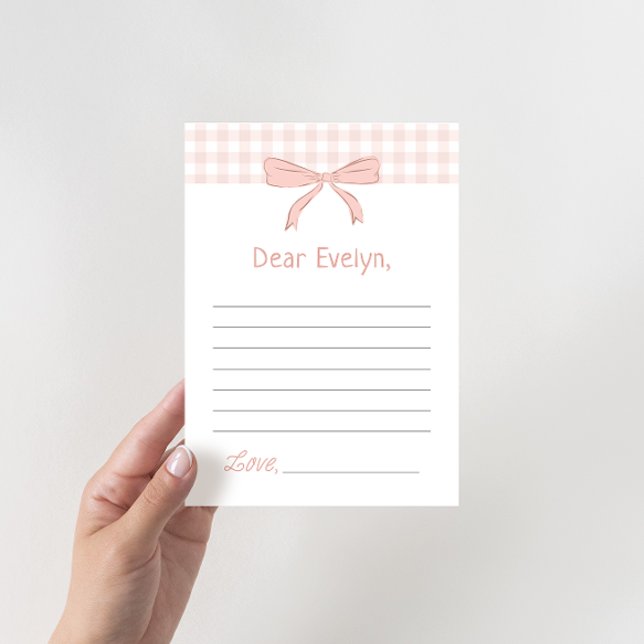 Pink Bow Gingham Time Capsule Note Card (Von Creator hochgeladen)