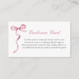 Pink Bow Girl Baby Custom Enclosure Card Begleitkarte