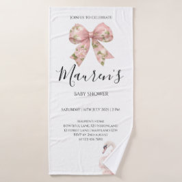 Pink Bow Girl Baby Shower Badehandtuch