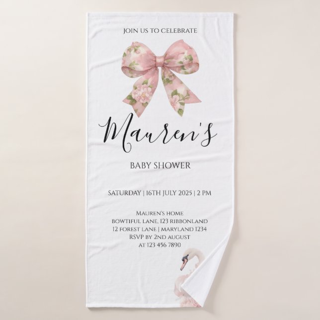 Pink Bow Girl Baby Shower  Badehandtuch (Badehandtuch)