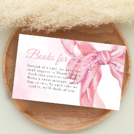 Pink Bow Girl Baby Shower Books for Baby Begleitkarte