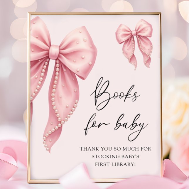  Pink Bow Girl Baby Shower Books for Baby Poster (Von Creator hochgeladen)