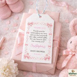 Pink Bow Girl Baby Shower – Cute & Fun Party Geschenkanhänger