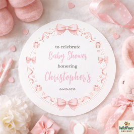 Pink Bow Girl Baby Shower – Cute & Fun Party Runder Aufkleber