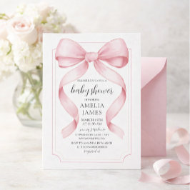 Pink Bow Girl Baby Shower Einladung