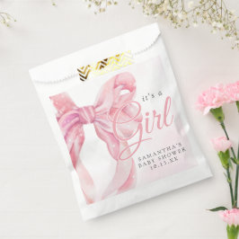 Pink Bow Girl Baby Shower Geschenktütchen
