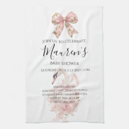 Pink Bow Girl Baby Shower Geschirrtuch