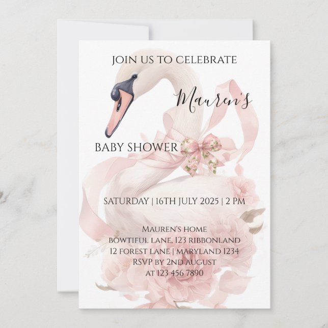 Pink Bow Girl Baby Shower Invitation Einladung (Vorderseite)