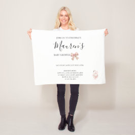 Pink Bow Girl Baby Shower Invitation Fleecedecke