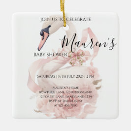 Pink Bow Girl Baby Shower Keramikornament