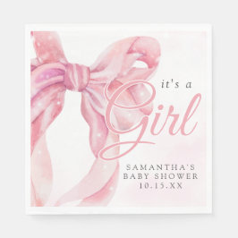 Pink Bow Girl Baby Shower Serviette