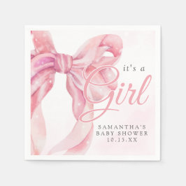 Pink Bow Girl Baby Shower Serviette