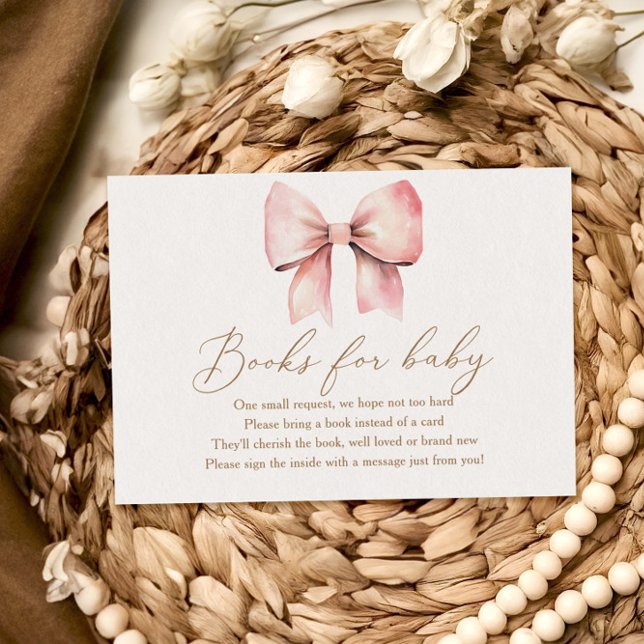 Pink Bow Girl Babydusche Bücher für Baby Begleitkarte (Von Creator hochgeladen)