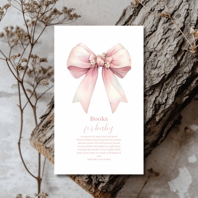 Pink Bow Girl Babydusche Bücher für Baby Begleitkarte (Von Creator hochgeladen)