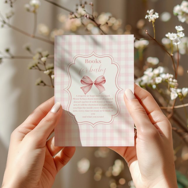 Pink Bow Girl Babydusche Bücher für Baby Begleitkarte (Von Creator hochgeladen)