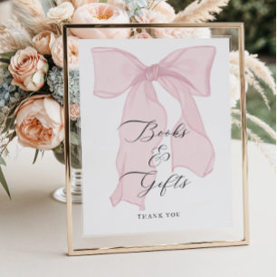 Pink Bow Girl Babydusche Bücher und Geschenke Poster