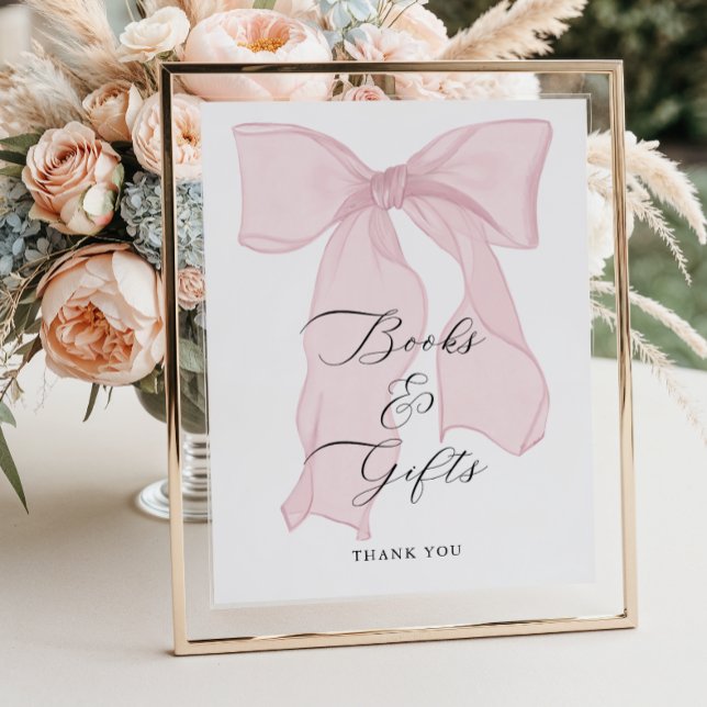 Pink Bow Girl Babydusche Bücher und Geschenke Poster (Von Creator hochgeladen)