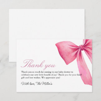 Pink Bow Girl Babydusche Dankeskarte