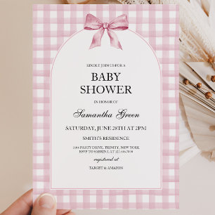 Pink Bow Girl Babydusche Einladung