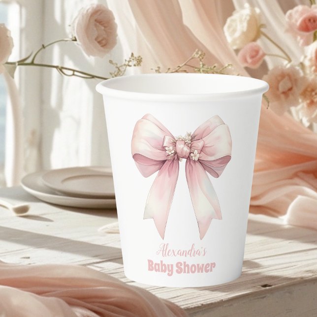 Pink Bow Girl Babydusche Pappbecher (Von Creator hochgeladen)