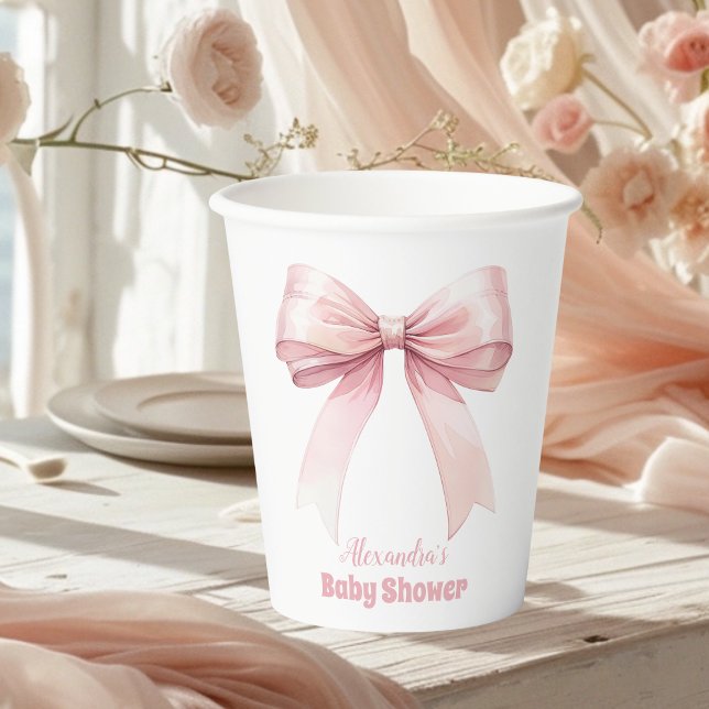 Pink Bow Girl Babydusche Pappbecher (Von Creator hochgeladen)