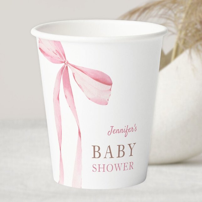 Pink Bow Girl Babydusche Pappbecher (Von Creator hochgeladen)
