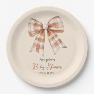 Pink Bow Girl Babydusche Pappteller