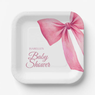 Pink Bow Girl Babydusche Pappteller