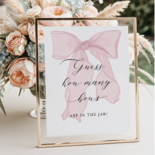 Pink Bow Girl Babydusche Raten Sie wie viele Bogen Poster