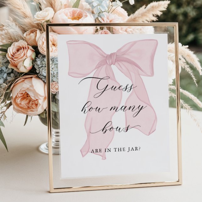 Pink Bow Girl Babydusche Raten Sie wie viele Bogen Poster (Von Creator hochgeladen)