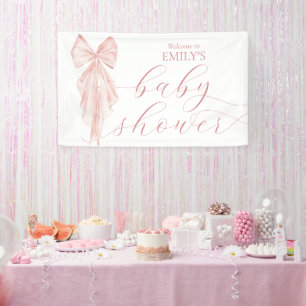 Pink Bow Girl Babydusche Ribbon Begrüßung Banner