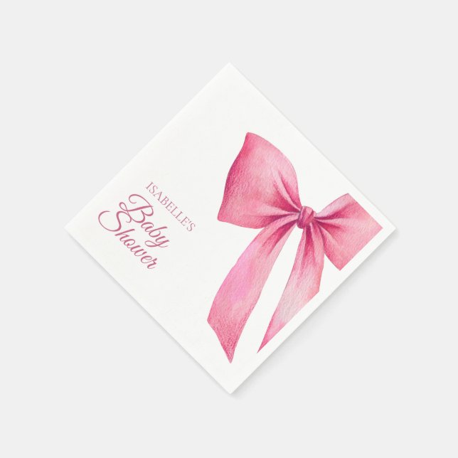 Pink Bow Girl Babydusche Serviette (Ecke)