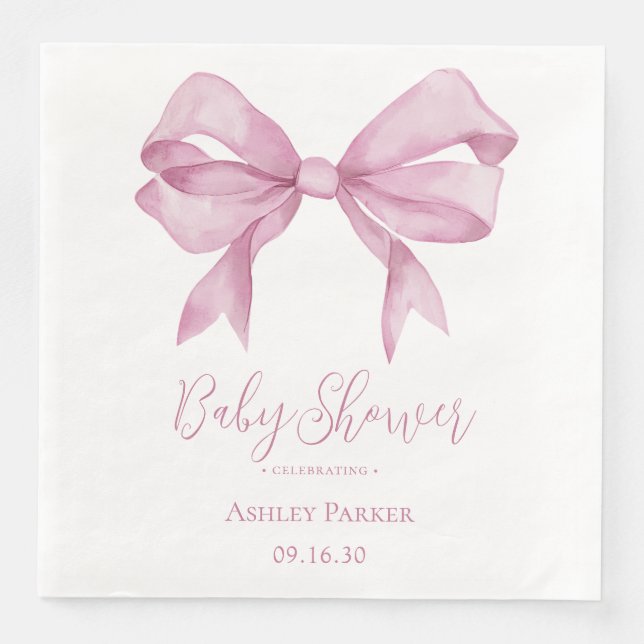 Pink Bow Girl Babydusche Serviette (Vorderseite)