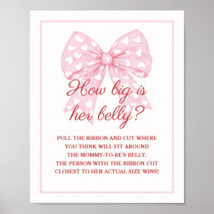 Pink Bow Girl Babydusche wie groß ist ihr Bauch Poster