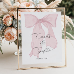 Pink Bow Girl Babyduschkarten und Geschenke Poster