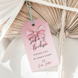 Pink Bow Girl Birthday Favor Tag Geschenkanhänger