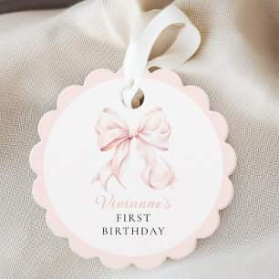 Pink Bow Girl Erster Geburtstag Geschenkanhänger