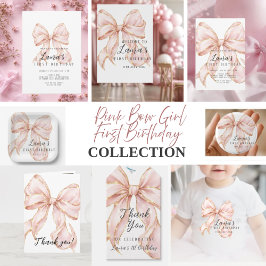 Pink Bow Girl First Birthday Party Pappbecher